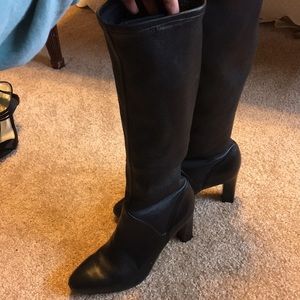 Cole Haan Black leather heeled boots flexible tops